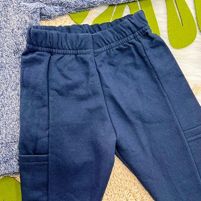 Conj. Jaqueta de Pelinho com Capuz e Calça de Moletom - Azul Marinho